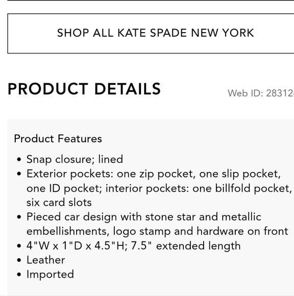 Kate Spade Pink and Gray Car Design Wallet - Picture 3 of 10